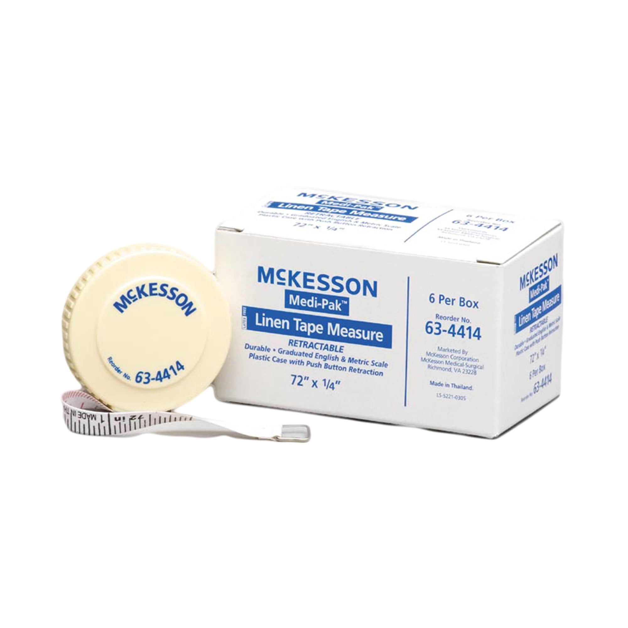 McKesson Tape Measures, Retractable - Plastic Case with Push Button, 72 in, 6 Ct