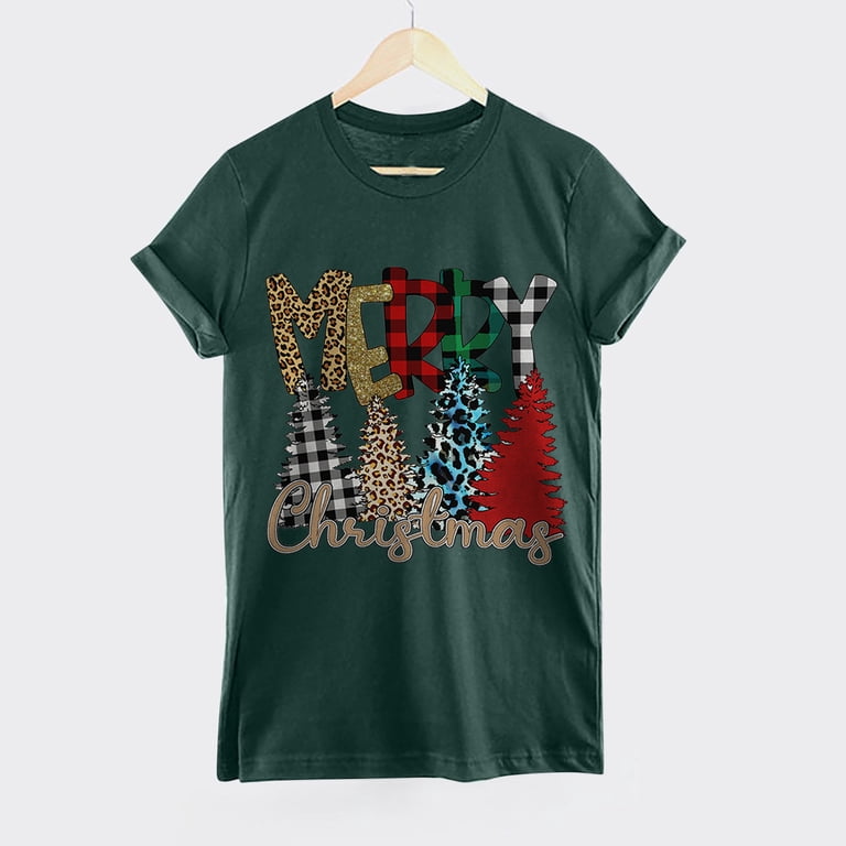 I Want A Hippopotamus For Christmas Women's T-Shirt - Funny Plaid Print, 3/4 Sleeve, Cute Holiday Top