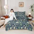 thumbnail image 4 of Homewish Chic Floral Flowers 3 Pieces Queen Comforter Set For Kids Teens Adults,Exotic Style Ultra Soft Bedding Sets,Retro Vintage Bedding Comforter Set,Ultra Soft Home Decor,Reversible, 4 of 8