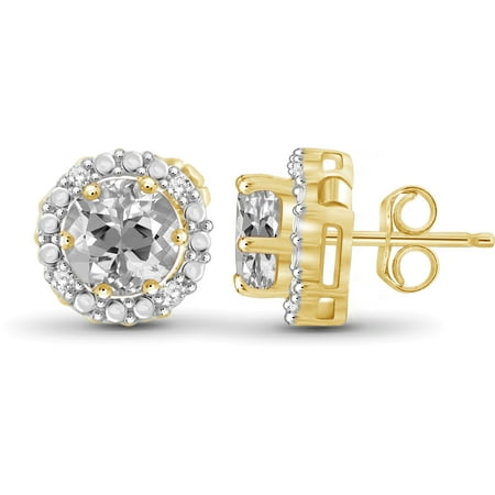 JewelersClub 1 3/4 Carat T.G.W. White Topaz And White Diamond Accent 14kt Gold Over Silver Halo Earrings