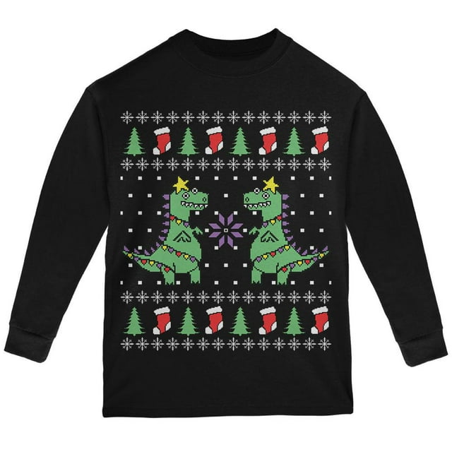 Chandail de Noël Laid Tree Rex T Rex pour Jeunes à Manches Longues
