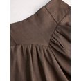 thumbnail image 5 of Women High Waist A Line Maxi Skirt Drawstring Adjustable Waist Plus Size Flowy Long Skirt Brown XXL, 5 of 9