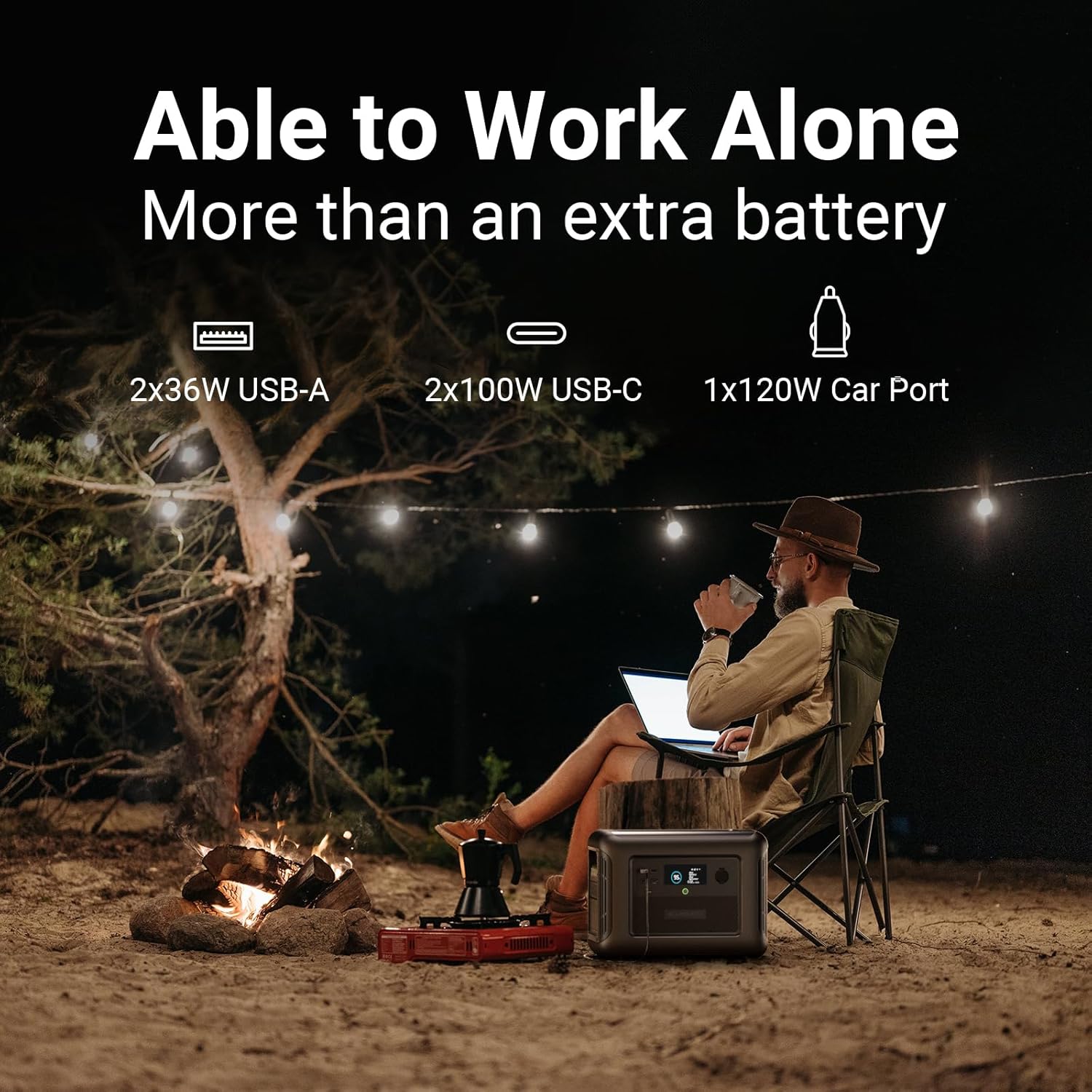 ALLPOWERS Portable Generator Set, R1500 Power Station with B1000 Expand Battery, Total Capacity 2304Wh, 1800Watt LiFePO4 Power Station for Home Backup, Outdoor Camping