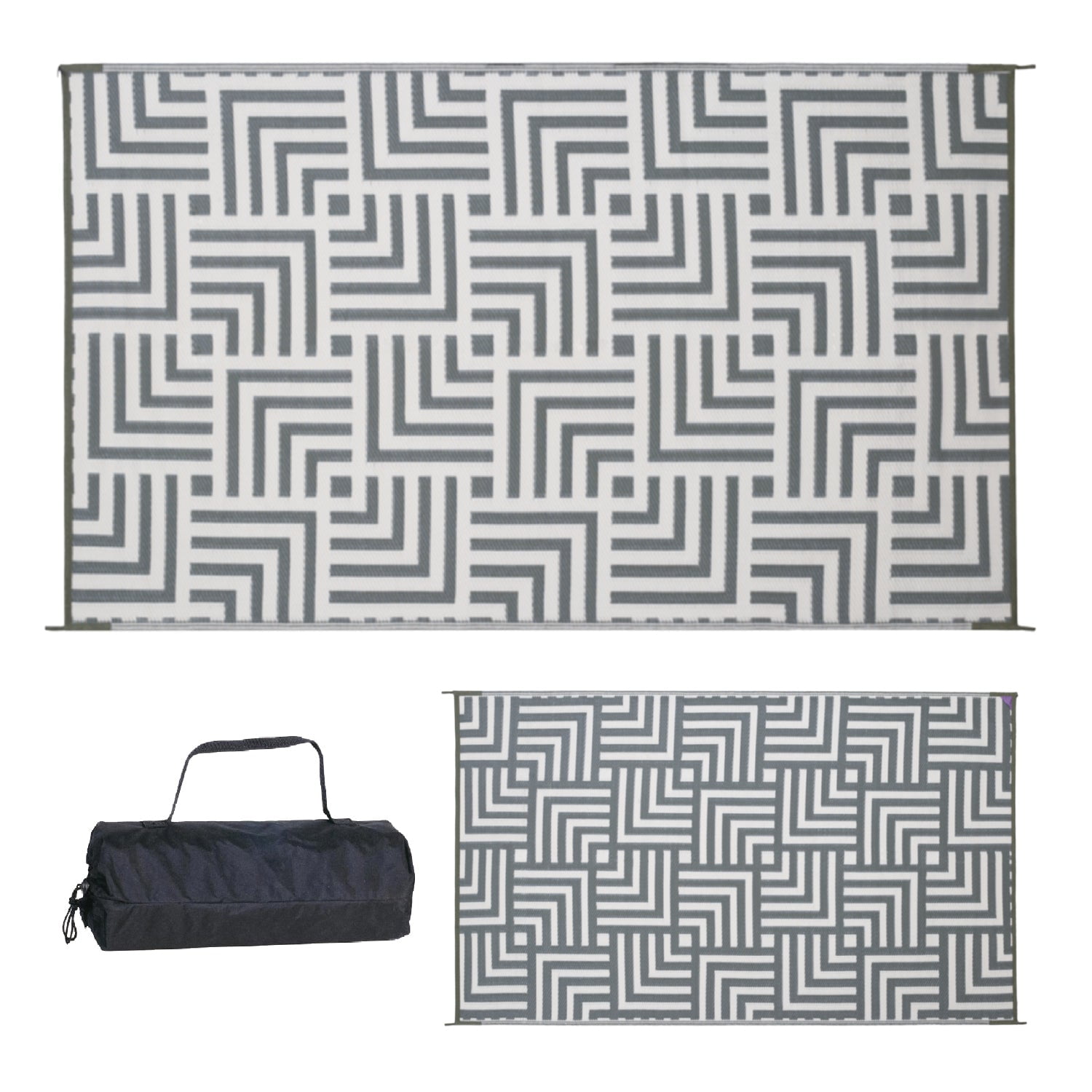 Reversible Mat 5x8 Foot Outdoor Polypropylene Pattern Patio Rug, Olive Green/Beige