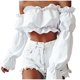 thumbnail image 1 of Mujeres sólido un hombro blusa delgada Sexy manga larga ombligo vestido Tops Fridja  hj5028, 1 of 8