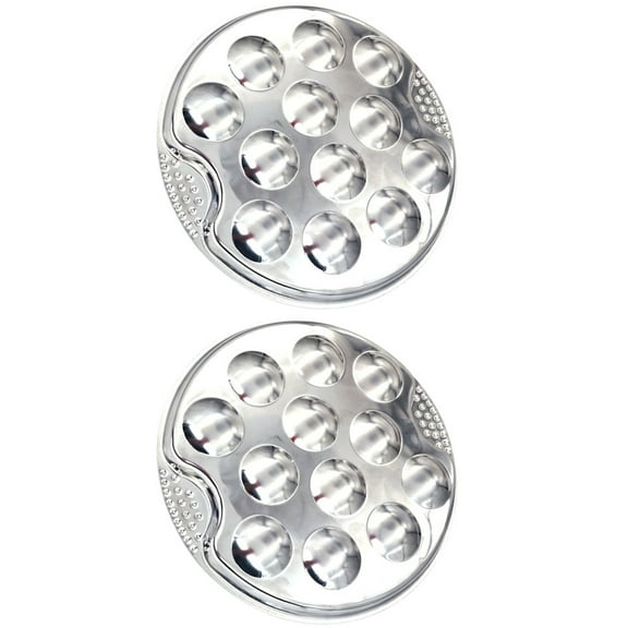 2 Pcs Stainless Steel Grilled Spiral Pan Escargot Cooking Plate BBQ Baking Pans Tool Tray