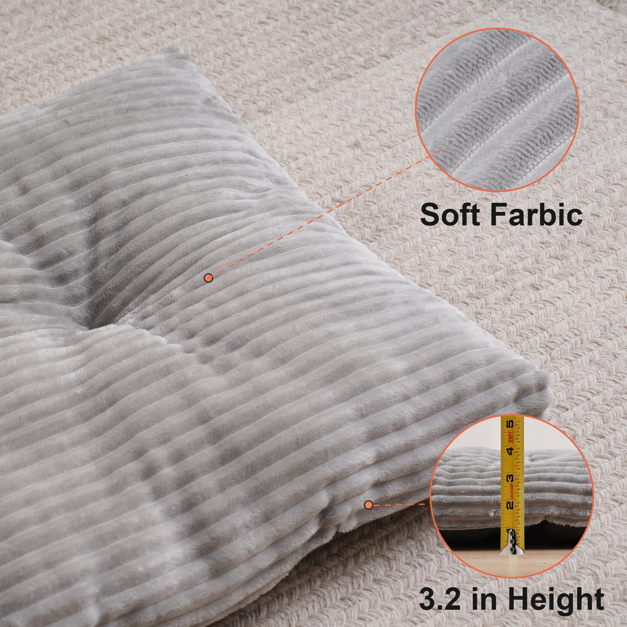 Large Dog Bed 33x24 inch Plush Soft Dog Cage Bed Washable Dog Mat with Non-Slip Bottom for Large Dogs Cat Gray