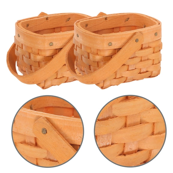 FELTECHELECTR 2Pcs Small Light Brown Woven Basket for Planting and Decorative Uses