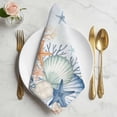 thumbnail image 2 of Navy Blue Coastal Cloth Napkins, Shell Starfish Coral Nautical Summer Ocean Washable and Reusable Dinner Napkins Set of 8, Table Napkin for Kitchen Party Birthday Wedding Hotel Housewarming 20"x20", 2 of 9