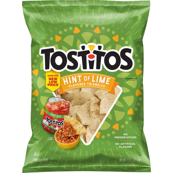 Tostitos Tortilla Chips, Hint of Lime, 11 oz Bag, Snack Chips