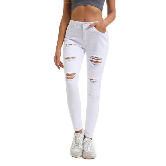 HBFAGFB Skinny Jeans for Women Slim Fitting Hollow Out Womens Pants with Pockets Daily Wear White Size XXL