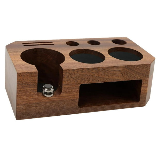 Soporte para prensador de café con almohadillas antideslizantes, base de madera para estación de prensado de café para encimera. se adapta a 51 mm 54 mm