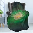 thumbnail image 4 of Fractal Soft Flannel Fleece Throw Blanket, Digital Abstract Floral Pattern in Tones Flower Blooms Illustration Image, Cozy Plush for Indoor and Outdoor Use, 60" x 80", Hunter Green, by Ambesonne, 4 of 5