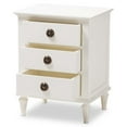 thumbnail image 2 of Baxton Studio SED2MCAL2Wa Venezia French-Inspired Rustic White Wash Wood 3-Drawer Nightstand, 2 of 8