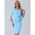 thumbnail image 3 of DARING DIVA Women's Vintage High Waist Peplum Dresses with Belt XS Sky Blue, 3 of 6