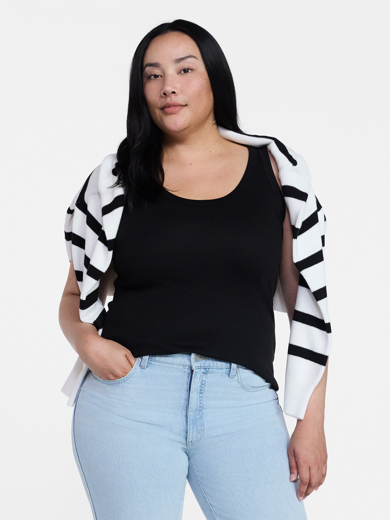Time and Tru Women's Ribbed Tank Top, Sizes XS-XXXL