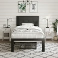 thumbnail image 3 of Amolife Twin Size Metal Platform Bed Frame with Linen Fabric Button Tufted Upholstered Headboard, Grey, 3 of 10