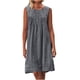 thumbnail image 2 of mfyjkho Vestidos para mujer, Vestido holgado de lino de color liso, plisado, sin mangas y cuello redondo para mujer Vestidos festivos xxxxl, 2 of 8