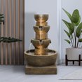 thumbnail image 3 of 27.7" H Concrete Modern Water Fountain 4-Tier Indoor/Outdoor Water Fountain w/LED Lights Cascading Waterfall Features for Home Garden Backyard Decor, 3 of 14