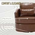 thumbnail image 4 of BISHE Modern PU Leather Recliner Chair with 360° Swivel, Comfy Barrel Accent Armchair with Cushions, Upholstered Lounge Chair for Living Room, Bedroom, Nursery, Apartment, Brown Leather, 4 of 7