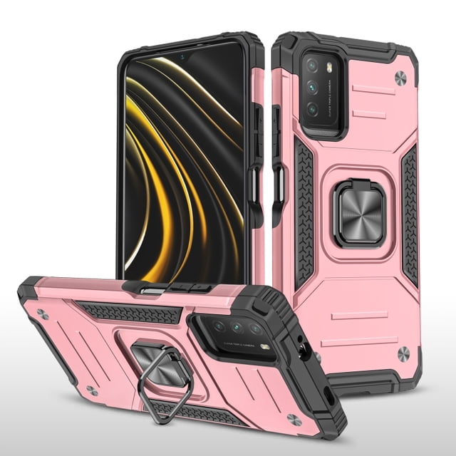 Funda de teléfono para Poco M3 de Uso Rudo Shock color + Mica de Cristal