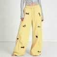 thumbnail image 5 of vigerkar Embroidery Puppy Baggy Barrel Sweatpants Casual Y2K Elastic Drawstring Unisex Wide Leg Pants Lantern Trouser (Yellow, L), 5 of 9