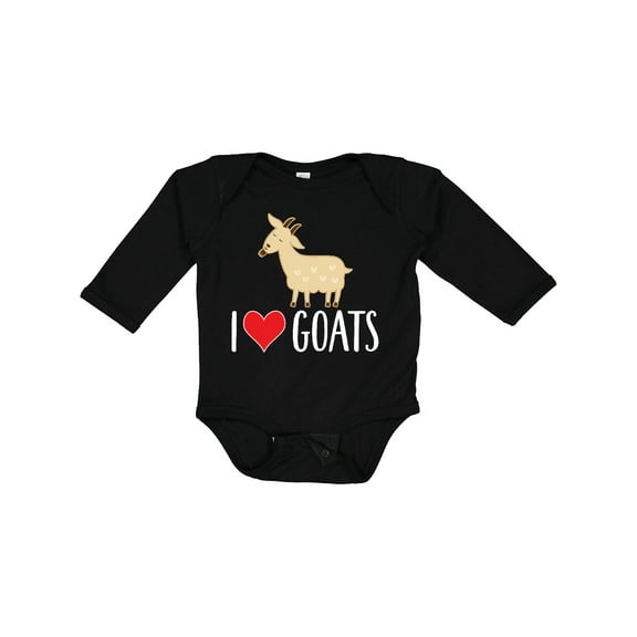 Inktastic Goat Cute I Love Goats Farm Animal Boys or Girls Long Sleeve Baby Bodysuit