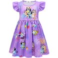 thumbnail image 1 of 4-8Years Kids Girls Bluey Dog Cartoon Bluey Friends Print Costume Dress Pleated Skirt Princess Cosplay Fancy Dress Party Gifts, 1 of 5