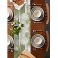 thumbnail image 2 of Sage Green Ombre Table Runner Cotton Linen 36 Inch Holiday Dresser Scarves, Vintage Shabby Abstract Plaid Art Tablerunner for Kitchen Coffee Dining Bedroom Living Room Dinner Scarf Décor 13''x36'', 2 of 9