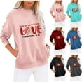 thumbnail image 3 of Valentine's Day Sweatshirt for Women Long Sleeve Crew Neck Casual Pullover Tops with Pockets Graphic Printed Cute Shirt(Blue,XXL), 3 of 3