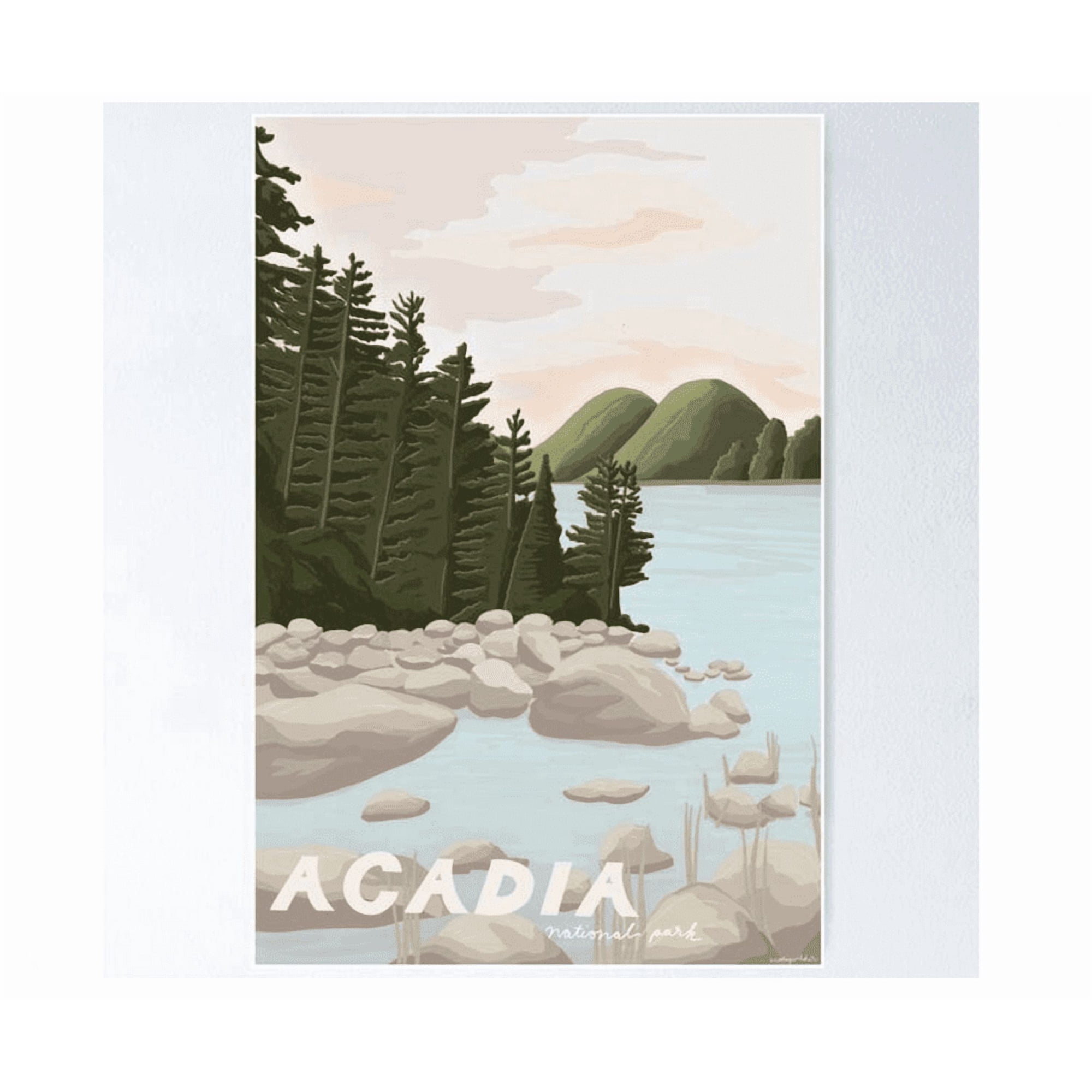 Acadia National Park Maine National Parks Art East Coast Illustrated Poster Home Decor Office Wall Art