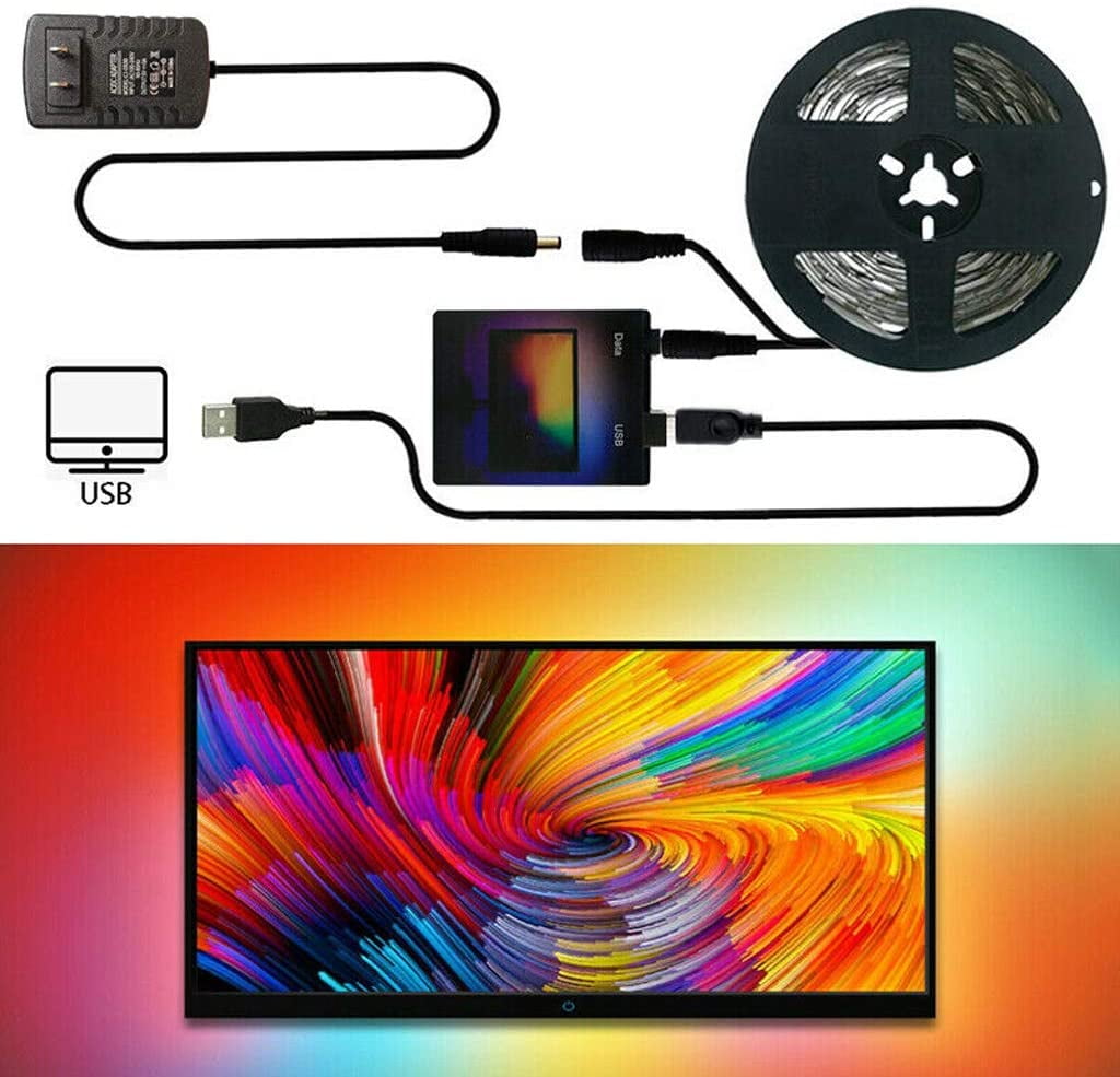 DIY Ambilight TV USB WS2812B LED Strip Tape Computer PC Dream Screen  Backlight TV & PC Backlight LED with Smart Color-Matching System (5M) 