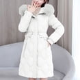 thumbnail image 2 of Inleife Women's Long Sleeved Woolen Cotton Jackets Solid Color Pocket Zipper Medium Length Hooded Jacket Coat, 2 of 5
