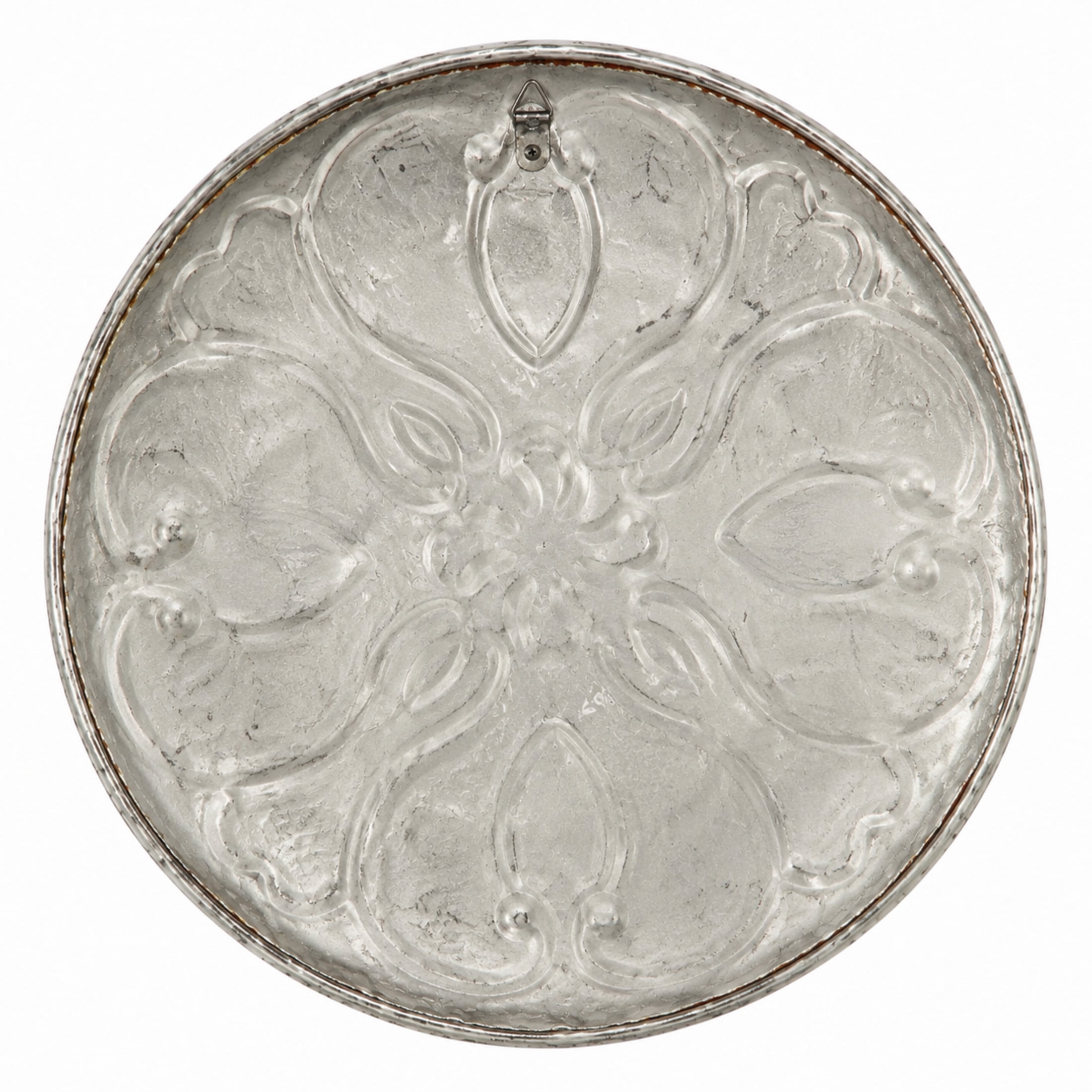 DecMode Silver Metal Plate Wall Decor with Embossed Details