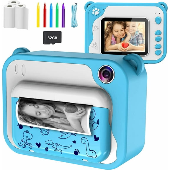 Ushining Kids Camera Instant Print Camera Rechargeable Digital Camera for 3-12 Years Boys Girls