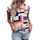 thumbnail image 1 of Camiseta para Mujer, Color Block, Cuello en V, Corta, Top de Moda, Informal, Holgada, de Verano. Color A M, 1 of 8