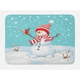 thumbnail image 1 of Snowman Bath Mat, Winter Time Snow Silhouette with a Bird and Branches Happy Christmas Design, Plush Bathroom Decor Mat with Non Slip Backing, 29.5" X 17.5", Multicolor, by Ambesonne, 1 of 2