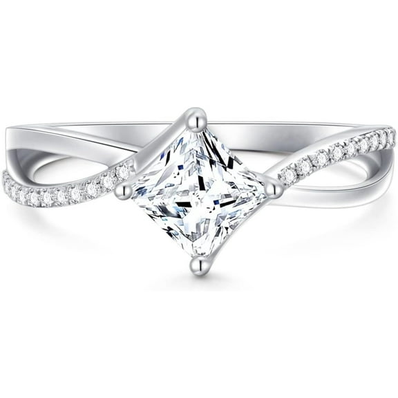 1.00 TCW Princess Cut Split Shank Engagement Ring 925 Silver