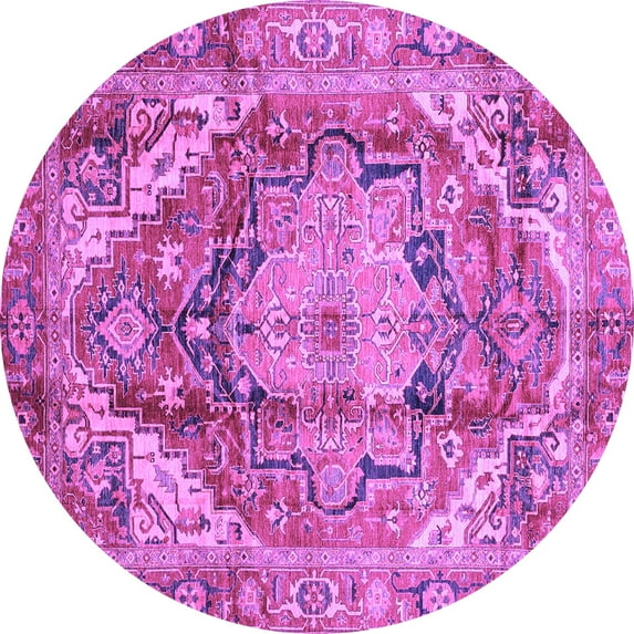 Ahgly Company Indoor Round Persian Purple Traditional Area Rugs, 7' Round