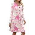 thumbnail image 4 of Fantaslook Long Sleeve Dresses for Women V Neck Casual Fall Dress Button Floral Midi Dresses with Pockets, 4 of 10