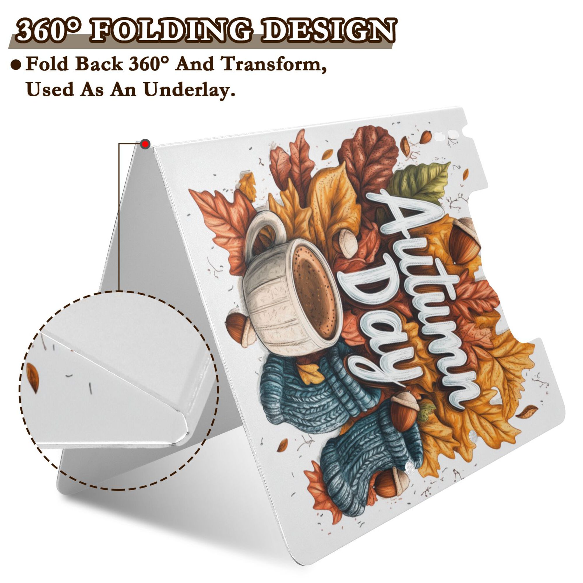 FORMRS A4 Clipboard Folder with Pen Holder Horizontal Foldable School Office Binder, Autumn Day Pattern