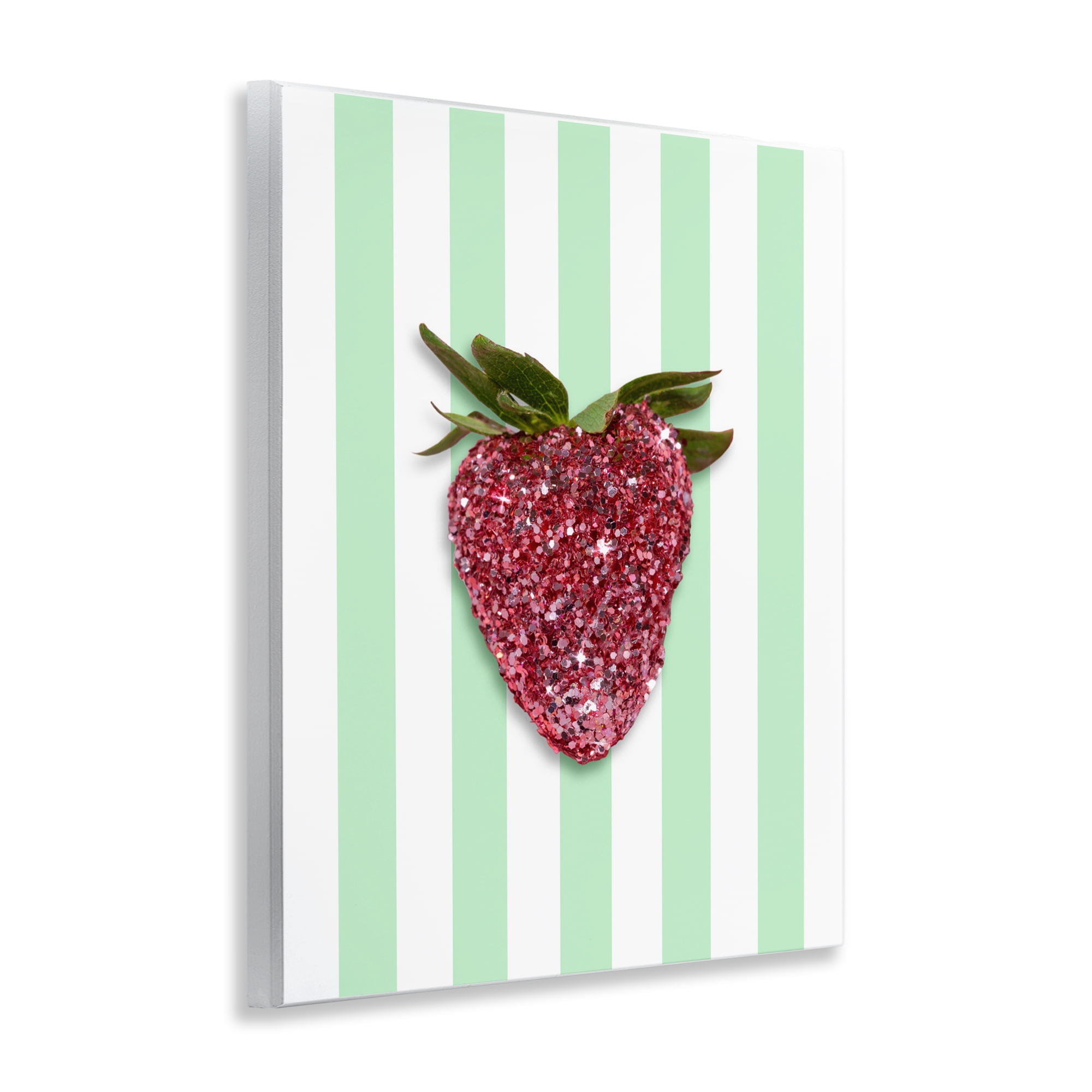 Stupell Industries Glimmer Cherry on Green Stripes Wall Plaque Art, design by LISH Creative