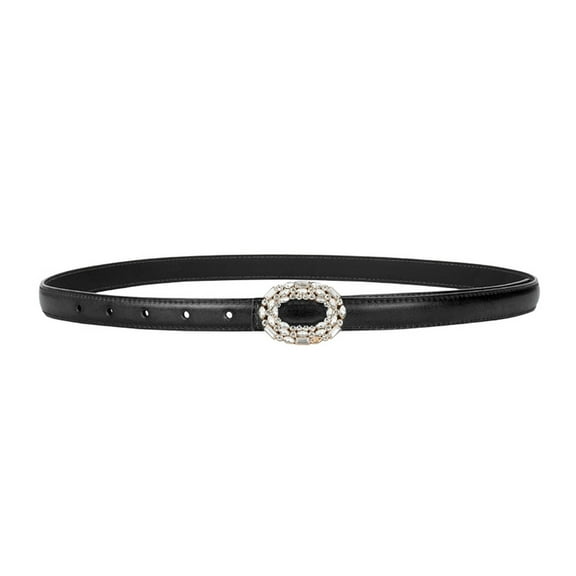 SWSMCLT Women's All Seasons Adjustable Belts Classic Faux Leather Medium Spring 2025 Belt Buckle Bling Casual Black X-Small-Large