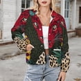 thumbnail image 3 of Jackets for Women Winter Coat Jackets Flannel Stand Collar Jacket(Red Jaguar Tropical Jungle Art,Size:S-4XL), 3 of 7