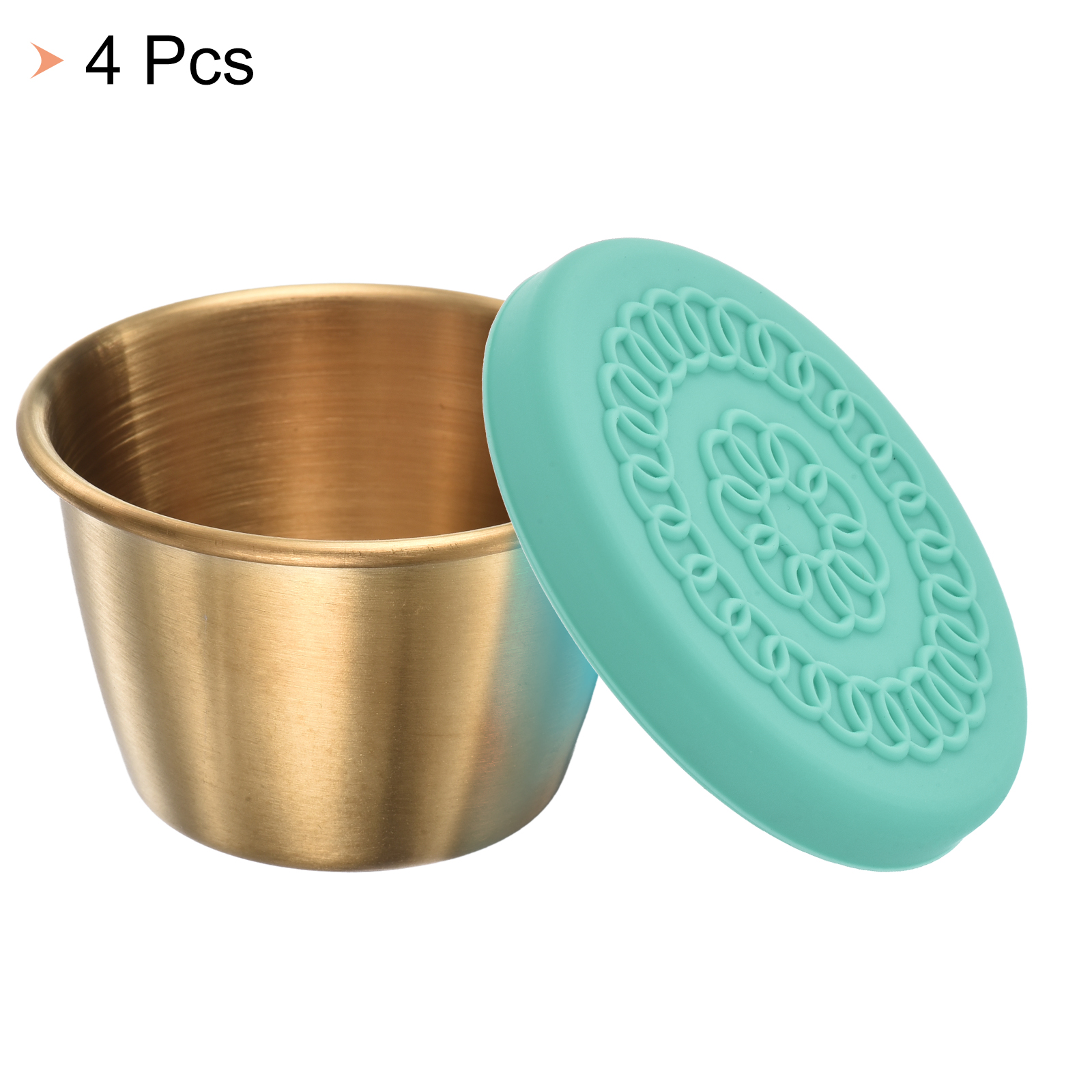 Unique Bargains Dressing Container Stainless Steel Condiment 4 Pcs