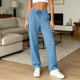 thumbnail image 2 of Wide Leg Sweatpants for Women Casual High Waisted Baggy Sweat Pants Drawstring Workout Jogger Trousers with Pockets, 2 of 9