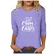 thumbnail image 1 of Mujeres 3/4 Manga Tops Impresión Casual Cuello Redondo Camiseta Top Blusa, Poliéster Toda la Temporada, 1 of 4
