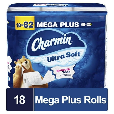 Ultra-Soft Smooth Tear Toilet Paper Rolls (18 Mega Plus Rolls)