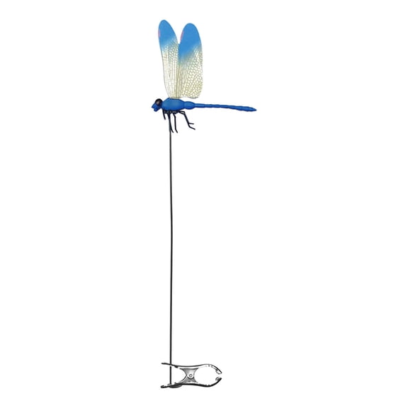 Luluganb 1 Pack Dragonfly Clip,3D Dragonfly Garden Stakes Decor,Dragonfly Clip On Dragonfly for Bugs, Waterproof Dragon Fly Clip Outdoor Hanging Ornament & Garden Decor Blue