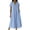 Light Blue, variant on Laqbezok Women's Casual V-Neck Long Dress, Short Sleeve Solid Color Loose A-Line Gown, Soft Breathable Summer Dress with Side Pockets
